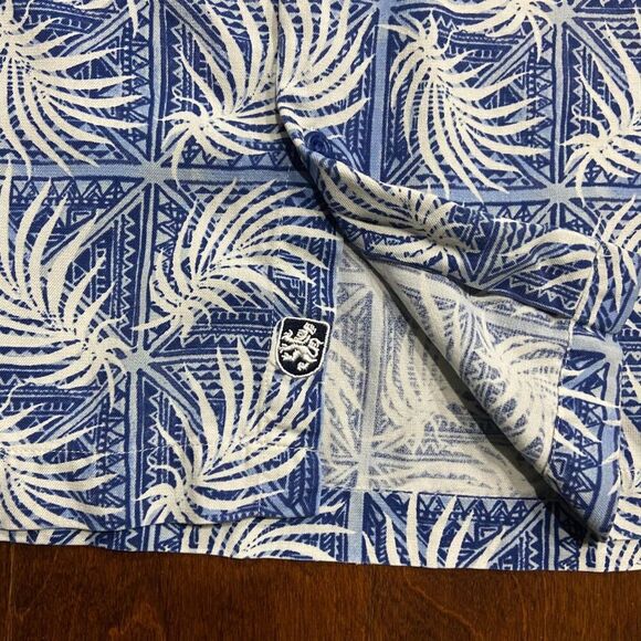 Nat Nast Casual Hawaiian Silk Cotton Blend Blue White Button Front Shirt Mens XL - Picture 4 of 8